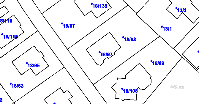 Parcela st. 18/97 v KÚ Koloděje, Katastrální mapa