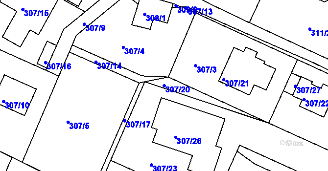 Parcela st. 307/20 v KÚ Koloděje, Katastrální mapa