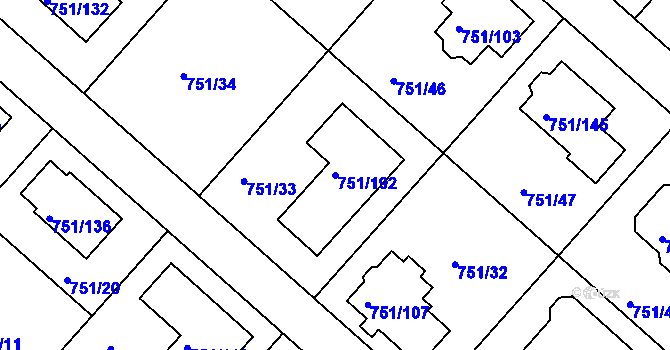 Parcela st. 751/192 v KÚ Koloděje, Katastrální mapa