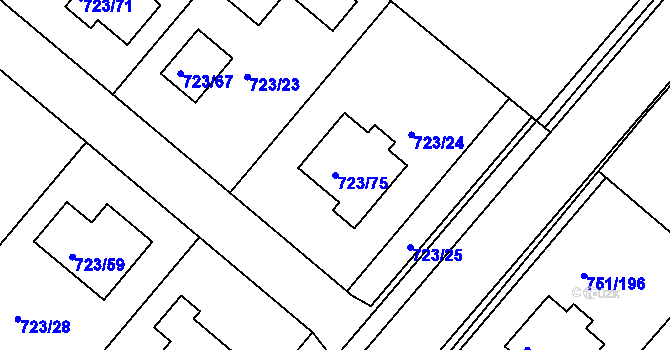 Parcela st. 723/75 v KÚ Koloděje, Katastrální mapa