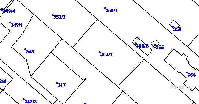 Parcela st. 353/1 v KÚ Koloděje, Katastrální mapa