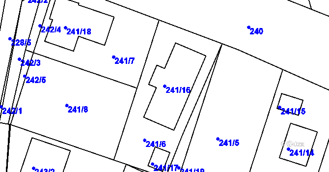 Parcela st. 241/16 v KÚ Koloděje, Katastrální mapa