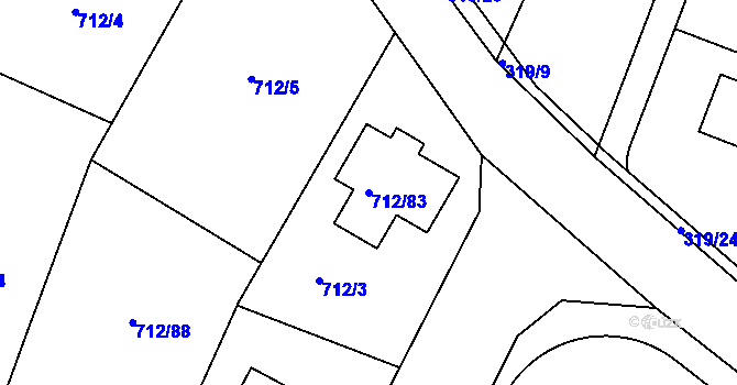 Parcela st. 712/83 v KÚ Koloděje, Katastrální mapa