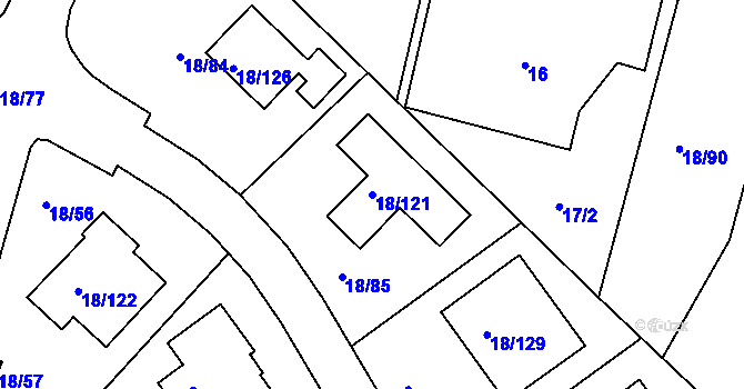 Parcela st. 18/121 v KÚ Koloděje, Katastrální mapa