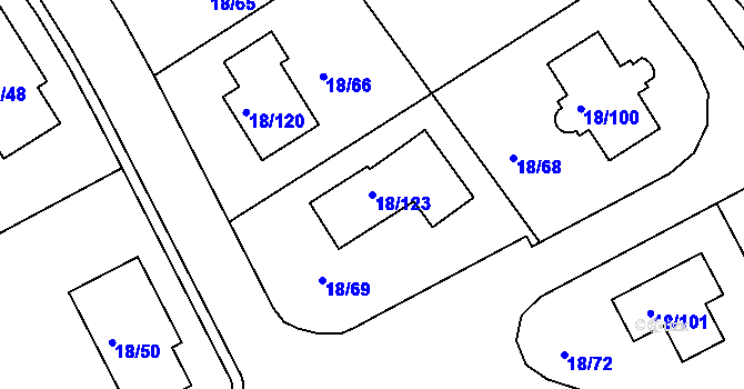 Parcela st. 18/123 v KÚ Koloděje, Katastrální mapa
