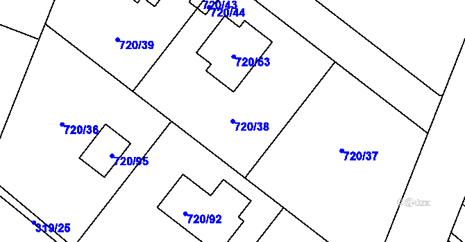 Parcela st. 720/38 v KÚ Koloděje, Katastrální mapa
