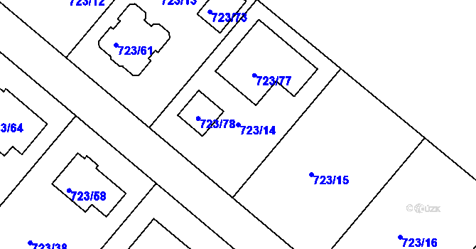 Parcela st. 723/14 v KÚ Koloděje, Katastrální mapa
