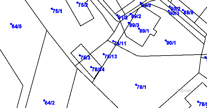 Parcela st. 78/13 v KÚ Koloděje, Katastrální mapa