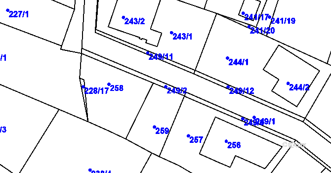 Parcela st. 249/2 v KÚ Koloděje, Katastrální mapa