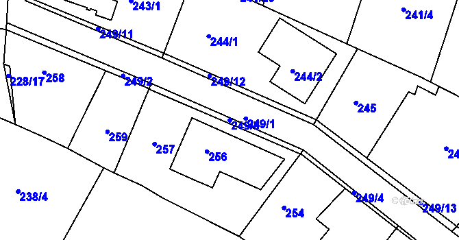 Parcela st. 249/3 v KÚ Koloděje, Katastrální mapa