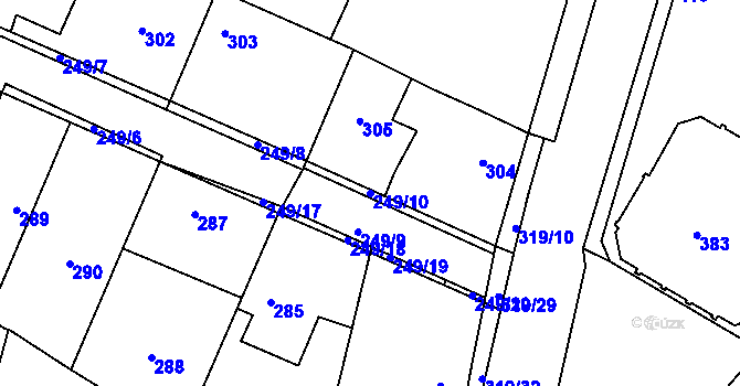 Parcela st. 249/10 v KÚ Koloděje, Katastrální mapa