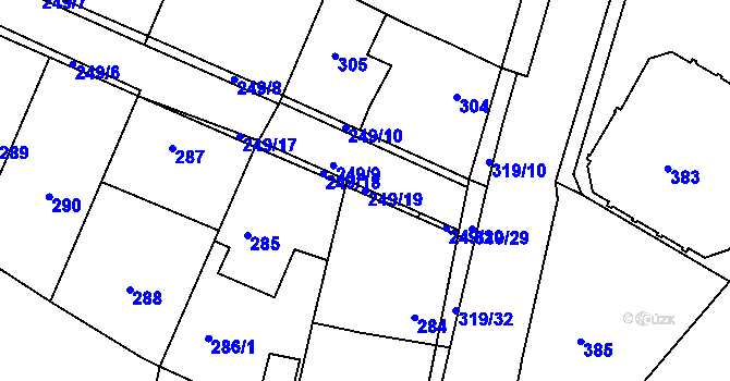 Parcela st. 249/19 v KÚ Koloděje, Katastrální mapa