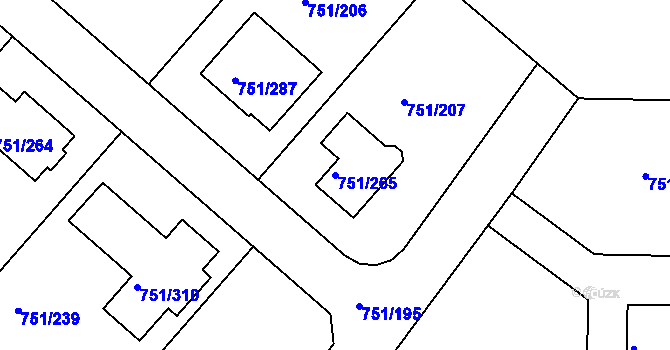 Parcela st. 751/265 v KÚ Koloděje, Katastrální mapa