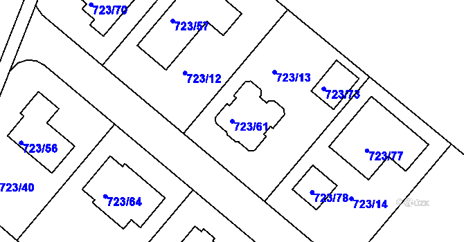 Parcela st. 723/61 v KÚ Koloděje, Katastrální mapa