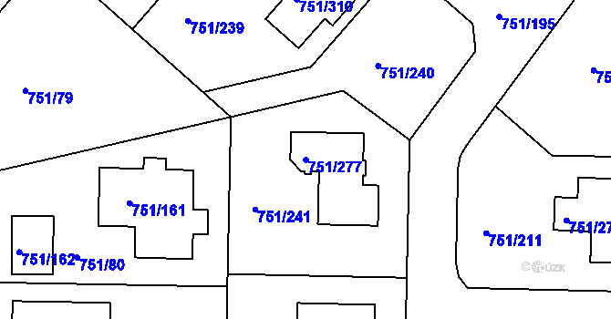 Parcela st. 751/277 v KÚ Koloděje, Katastrální mapa