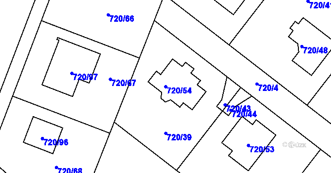 Parcela st. 720/54 v KÚ Koloděje, Katastrální mapa