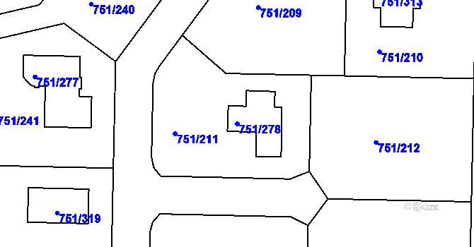 Parcela st. 751/278 v KÚ Koloděje, Katastrální mapa