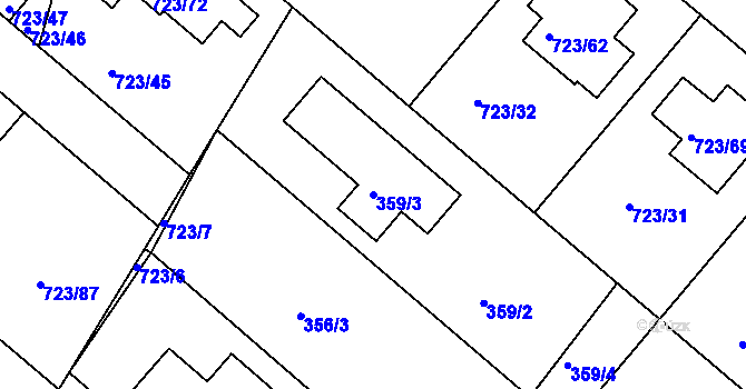 Parcela st. 359/3 v KÚ Koloděje, Katastrální mapa