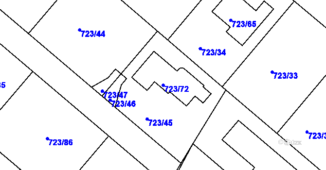 Parcela st. 723/72 v KÚ Koloděje, Katastrální mapa