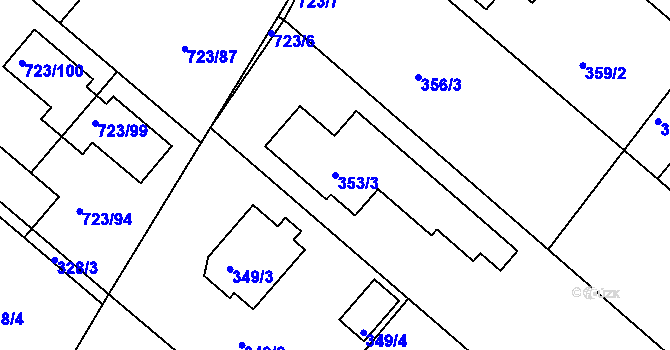 Parcela st. 353/3 v KÚ Koloděje, Katastrální mapa
