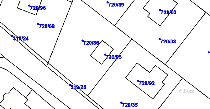 Parcela st. 720/95 v KÚ Koloděje, Katastrální mapa