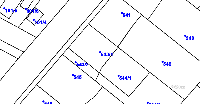 Parcela st. 543/1 v KÚ Koloděje, Katastrální mapa