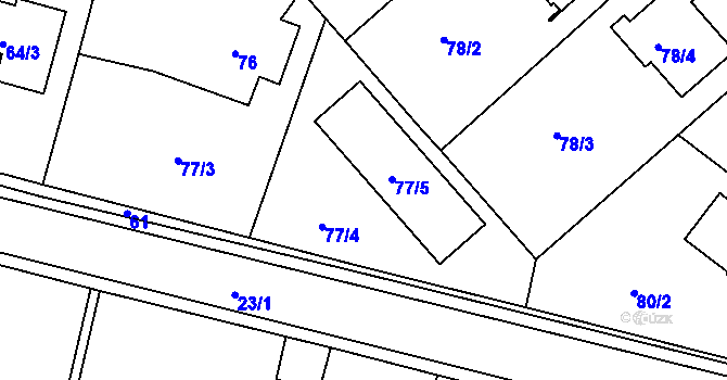 Parcela st. 77/4 v KÚ Koloděje, Katastrální mapa