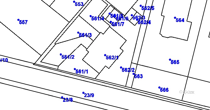 Parcela st. 562/1 v KÚ Koloděje, Katastrální mapa