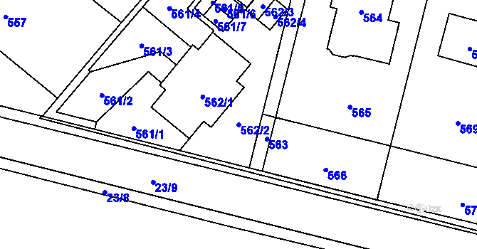 Parcela st. 562/2 v KÚ Koloděje, Katastrální mapa