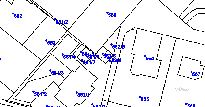 Parcela st. 562/3 v KÚ Koloděje, Katastrální mapa