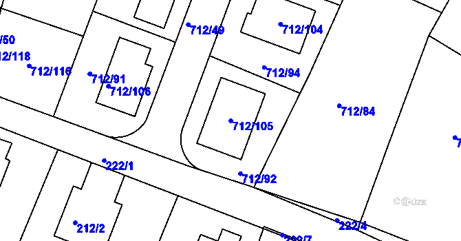 Parcela st. 712/105 v KÚ Koloděje, Katastrální mapa