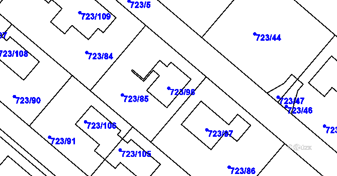 Parcela st. 723/98 v KÚ Koloděje, Katastrální mapa