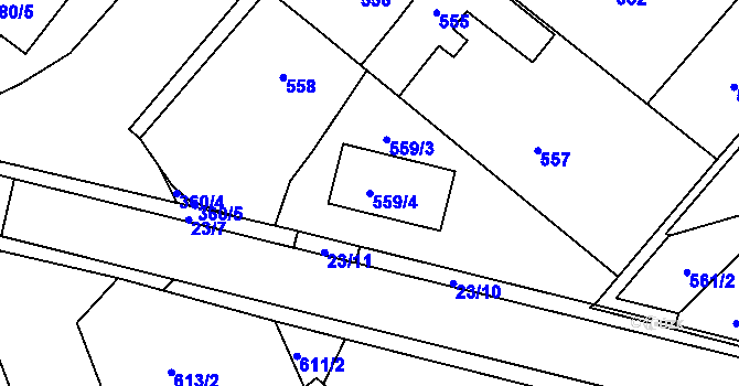 Parcela st. 559/4 v KÚ Koloděje, Katastrální mapa