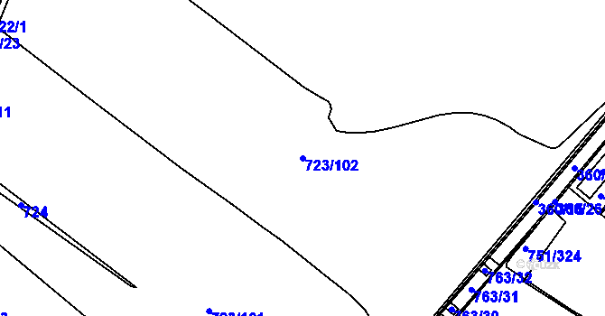 Parcela st. 723/102 v KÚ Koloděje, Katastrální mapa