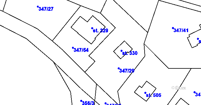 Parcela st. 347/62 v KÚ Koloděje nad Lužnicí, Katastrální mapa
