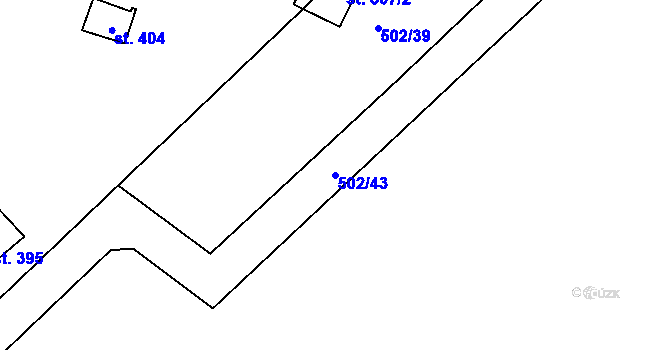 Parcela st. 502/43 v KÚ Koloděje nad Lužnicí, Katastrální mapa