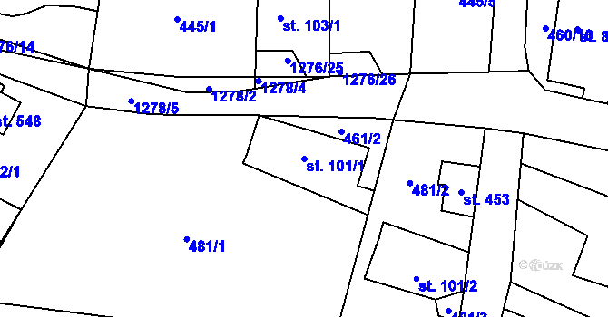 Parcela st. 101/1 v KÚ Koloděje nad Lužnicí, Katastrální mapa