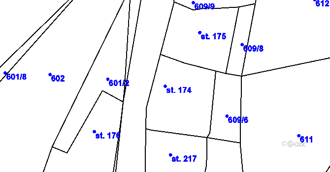 Parcela st. 174 v KÚ Koloděje nad Lužnicí, Katastrální mapa