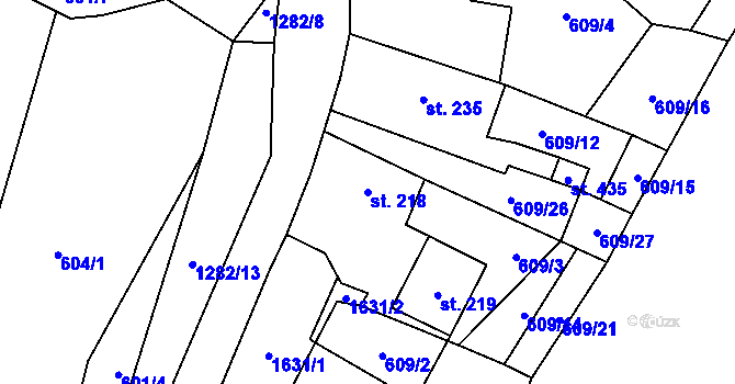 Parcela st. 218 v KÚ Koloděje nad Lužnicí, Katastrální mapa