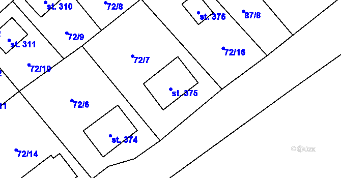 Parcela st. 375 v KÚ Koloděje nad Lužnicí, Katastrální mapa