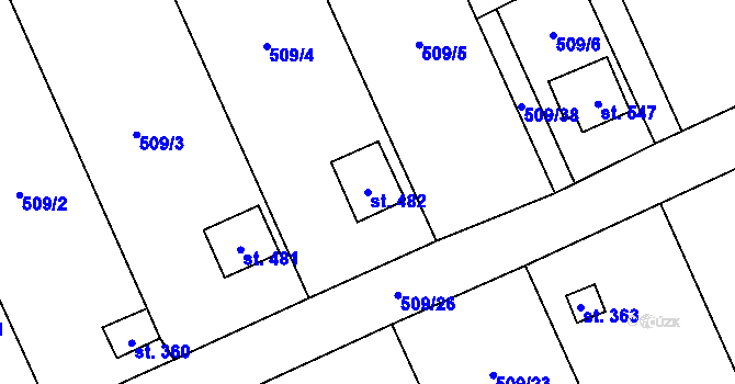 Parcela st. 482 v KÚ Koloděje nad Lužnicí, Katastrální mapa
