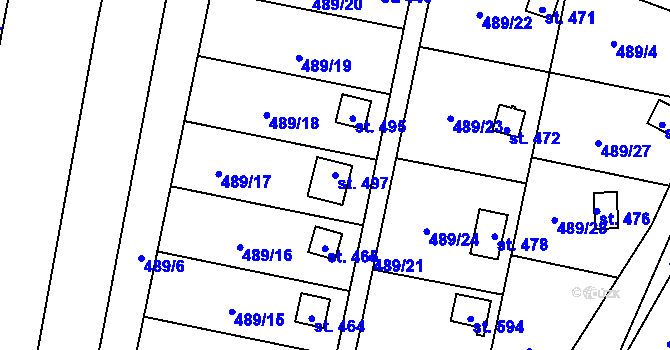 Parcela st. 497 v KÚ Koloděje nad Lužnicí, Katastrální mapa