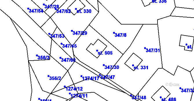 Parcela st. 505 v KÚ Koloděje nad Lužnicí, Katastrální mapa