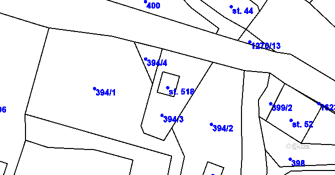 Parcela st. 518 v KÚ Koloděje nad Lužnicí, Katastrální mapa