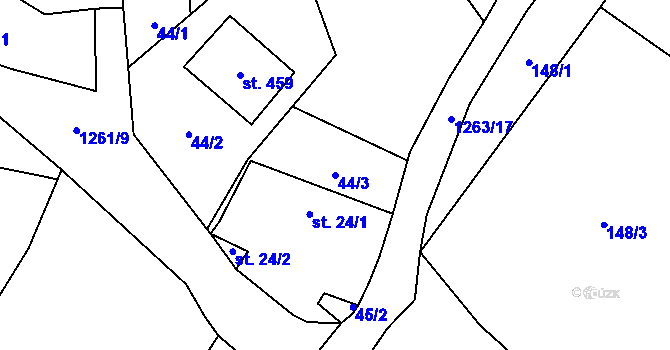 Parcela st. 44/3 v KÚ Koloděje nad Lužnicí, Katastrální mapa