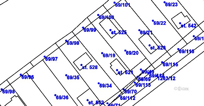 Parcela st. 69/19 v KÚ Koloděje nad Lužnicí, Katastrální mapa