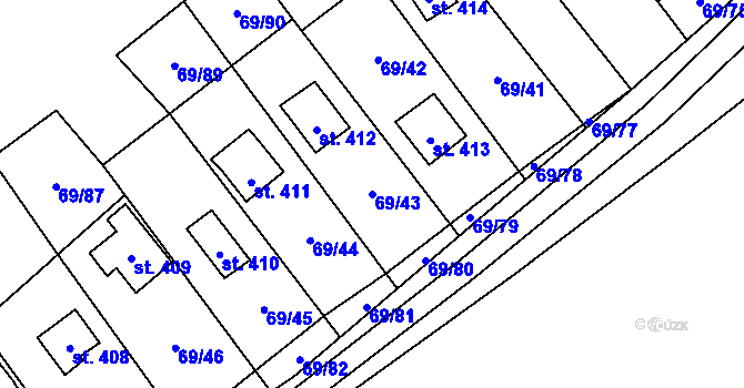Parcela st. 69/43 v KÚ Koloděje nad Lužnicí, Katastrální mapa