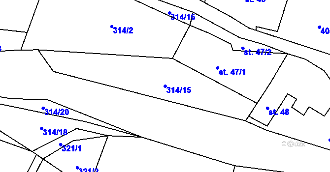 Parcela st. 314/15 v KÚ Koloděje nad Lužnicí, Katastrální mapa