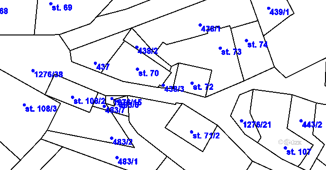 Parcela st. 438/3 v KÚ Koloděje nad Lužnicí, Katastrální mapa