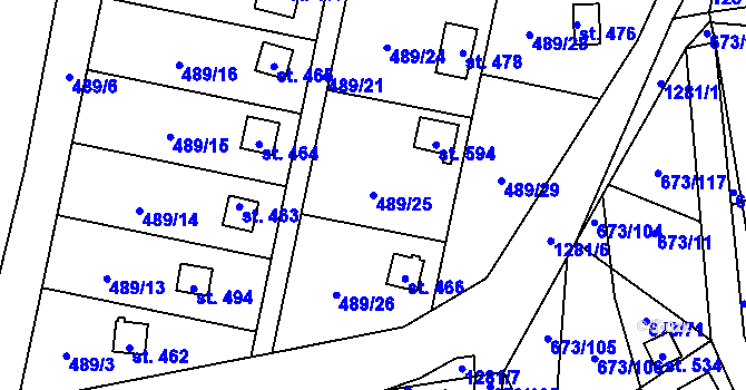 Parcela st. 489/25 v KÚ Koloděje nad Lužnicí, Katastrální mapa